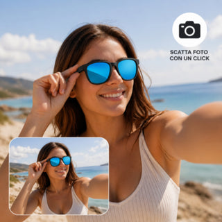 Occhiali da sole bluetooth touch per smartphone chiamate musica foto