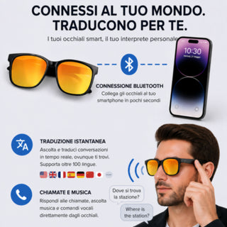 Occhiali da sole bluetooth touch per smartphone chiamate musica foto