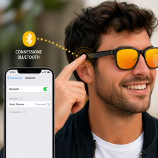 Occhiali da sole bluetooth touch per smartphone chiamate musica foto