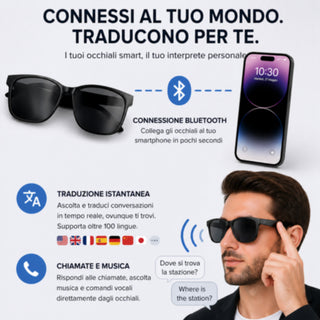 Occhiali da sole bluetooth touch per smartphone chiamate musica foto