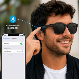 Occhiali da sole bluetooth touch per smartphone chiamate musica foto