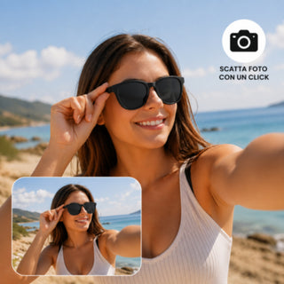 Occhiali da sole bluetooth touch per smartphone chiamate musica foto