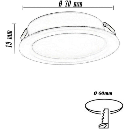 Faretto led 3 watt ad incasso rotondo opaco per cappa mensola bordo bianco luce fredda 6500k naturale 4000k calda 3000k