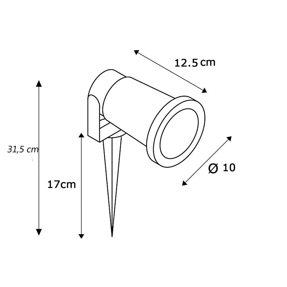 Faretto da esterno lampada led da giardino con picchetto interrabile e staffa a parete portalampada ip57 gu10