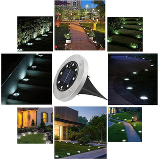 Faretto led pannello solare 4 picchetti da giardino IP65 luce bianca