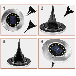 Faretto led pannello solare 4 picchetti da giardino IP65 luce bianca