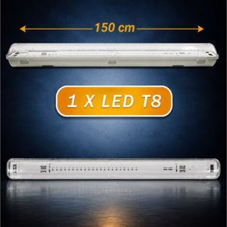 Plafoniera tenuta stagna 1 neon tubo attacco t8 60 120 150 cm IP65