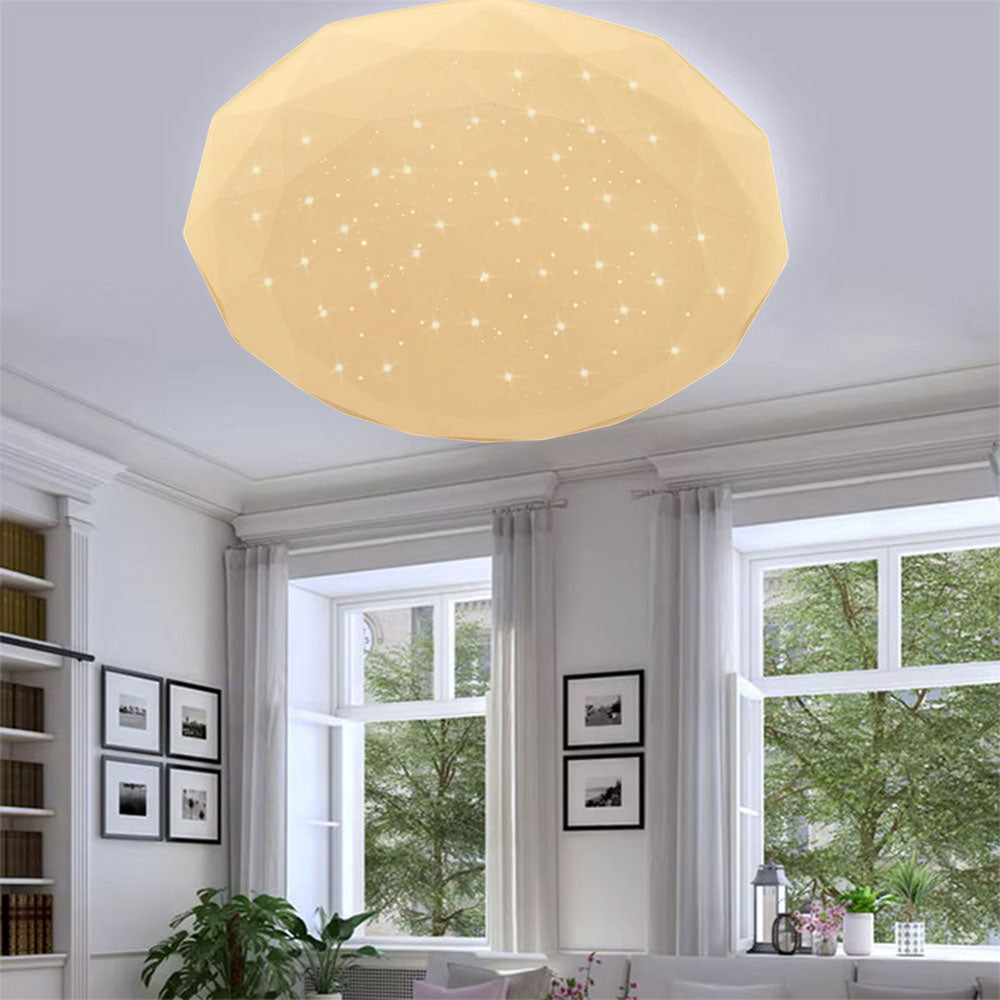 Plafoniera da soffitto forma diamante scocca a puntini trasparente da 18 24 e 36 watt con tecnologia CCT tre colorazione di luce con switch