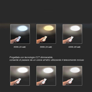 Plafoniera led dimmerabile 48 watt rotonda CCT bianca calda naturale