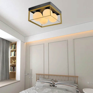 Plafoniera minimal metallo nero bronzo 4 sfere opache attacco G9