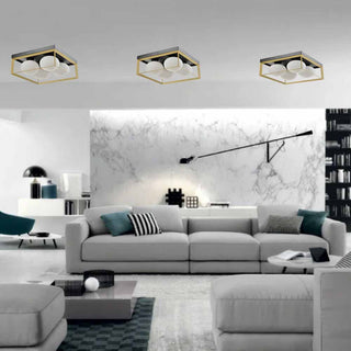 Plafoniera minimal metallo nero bronzo 4 sfere opache attacco G9