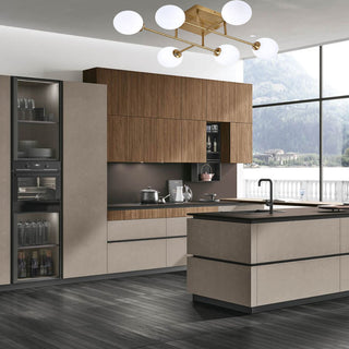 Plafoniera bronzo minimal struttura in metallo 6 sfere attacco G9