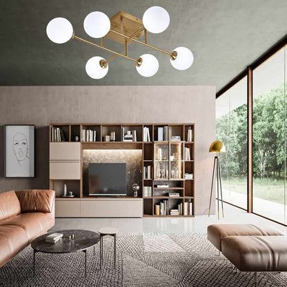 Plafoniera da soffitto bronzo lampada minimal struttura in metallo con sei sfere attacco G9