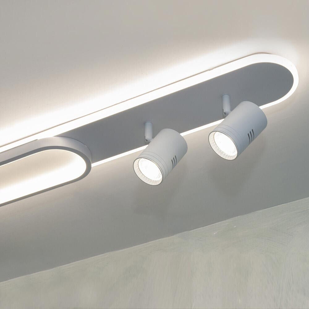 Plafoniera lampada sa soffitto a led 50 watt 2 faretti spot orientabili gu10 luce fredda 6500k naturale 4000k