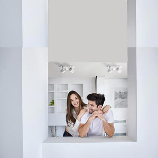 Plafoniera 2 diffusori orientabile da soffitto parete GU10 bianco nero