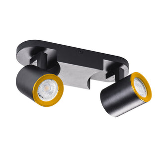 Plafoniera 2 diffusori orientabile da soffitto parete GU10 bianco nero