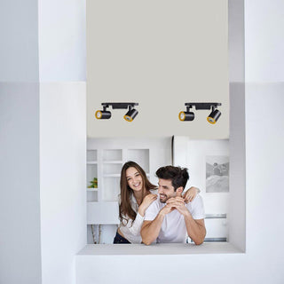 Plafoniera 2 diffusori orientabile da soffitto parete GU10 bianco nero