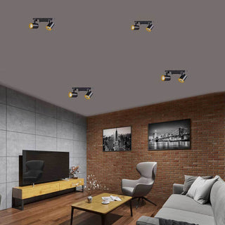 Plafoniera 2 diffusori orientabile da soffitto parete GU10 bianco nero