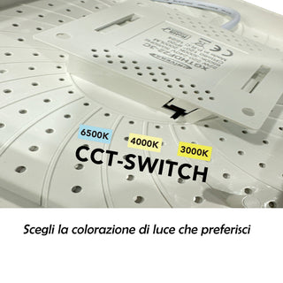Mini plafoniera a led quadrata 22 watt tecnologia CCT da 3000k a 6500k