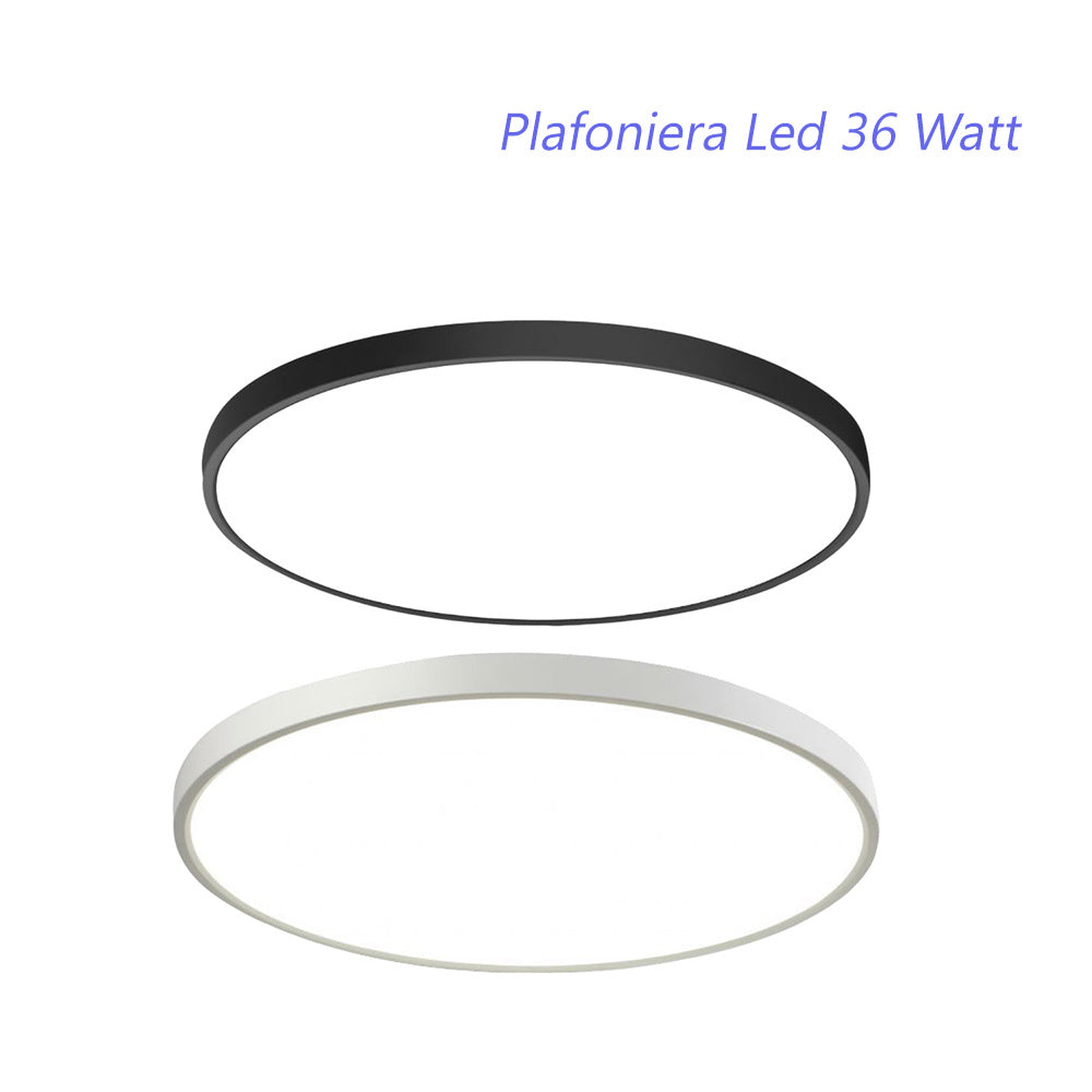 Plafoniera a led moderna ultra slim 36 watt con tecnologia CCT da 6500k a 2700k con switch lampada da soffitto