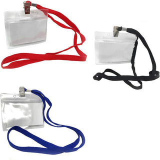 Porta badge da collo 12 pezzi in plastica trasparente con laccio