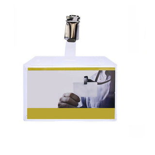 Porta badge 12 pezzi in plastica trasparente con clip cartellino
