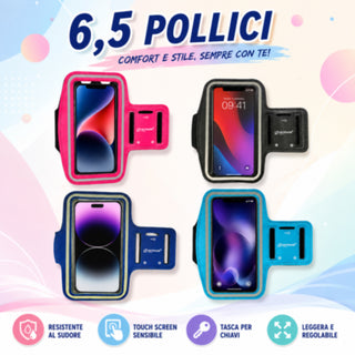 Fascia da Braccio Sportiva per Smartphone 5,5" 6,5"  Regolabile