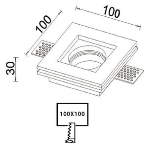 Portafaretto da incasso in gesso a scomparsa quadrato per faretti GU10