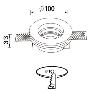 Portafaretto da incasso in gesso a scomparsa tondo per faretti GU10