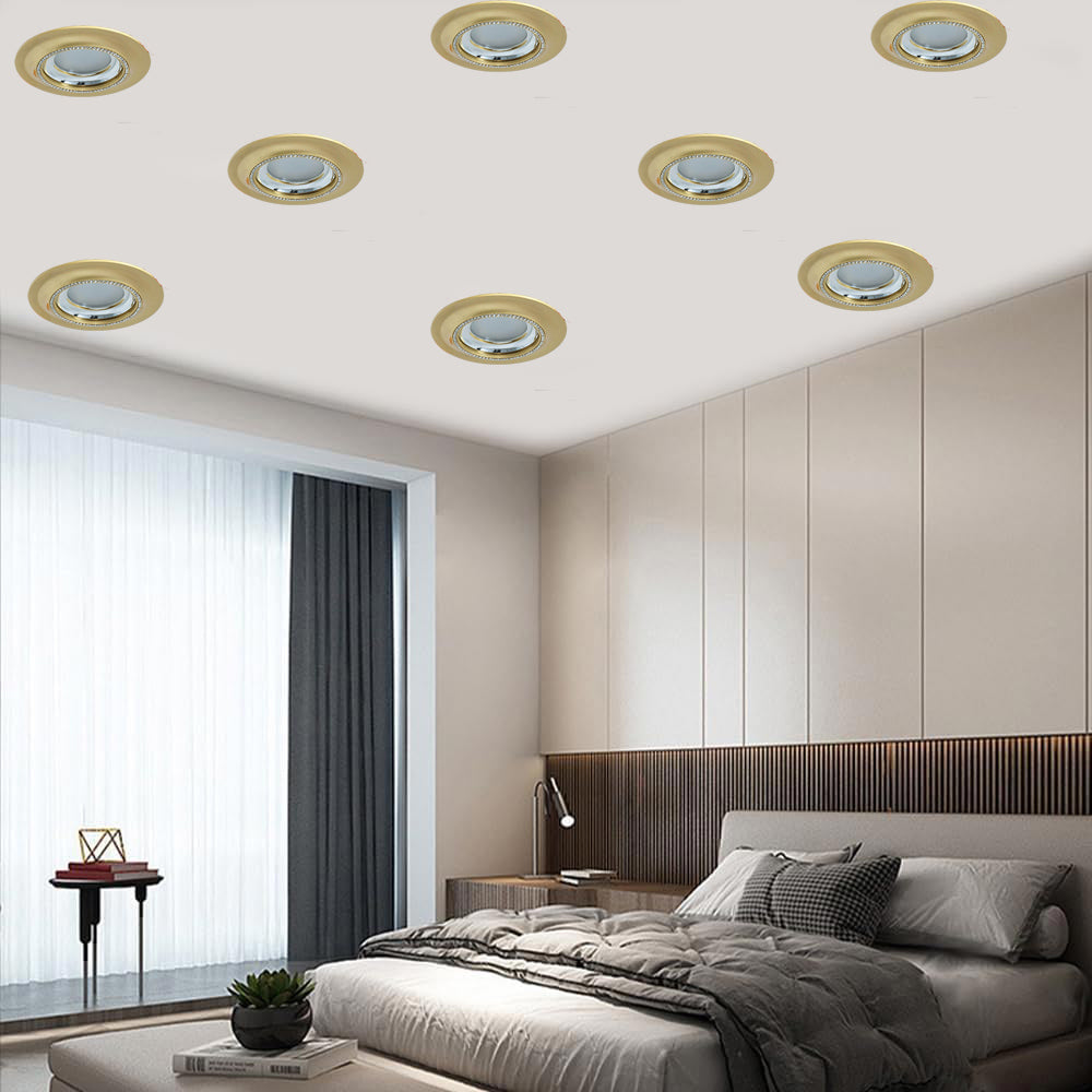 Portafaretto a incasso tondo con brillantini oro argento porta faretto per controsoffittatura illuminazione luce camere soggiorno cucina