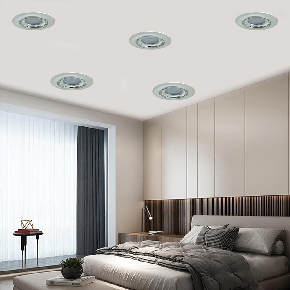 Portafaretto a incasso tondo con brillantini oro argento porta faretto per controsoffittatura illuminazione luce camere soggiorno cucina