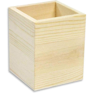 Portapenne quadrato in legno personalizzabile per decoupage
