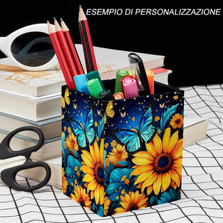Portapenne quadrato in legno personalizzabile per decoupage