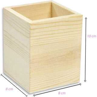 Portapenne quadrato in legno personalizzabile per decoupage