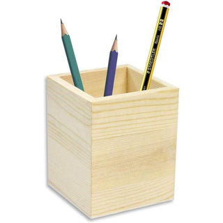 Portapenne quadrato in legno personalizzabile per decoupage