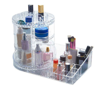 Organizer cosmetici rotante grande in abs trasparente 40 x 28.5 x 24 cm