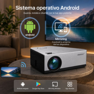 Proiettore Android WiFi 2,4/5 GHz 1080p Full HD  USB HDMI AUX