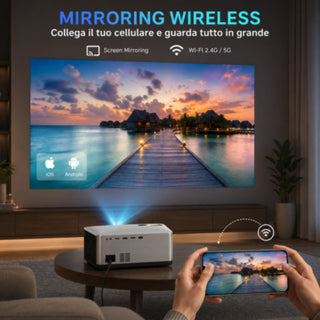 Proiettore Android WiFi 2,4/5 GHz 1080p Full HD  USB HDMI AUX