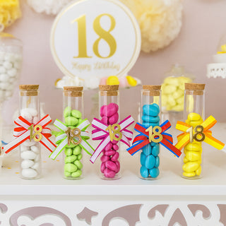 Bomboniera portaconfetti 18 anni 12 provette vetro tappo in sughero