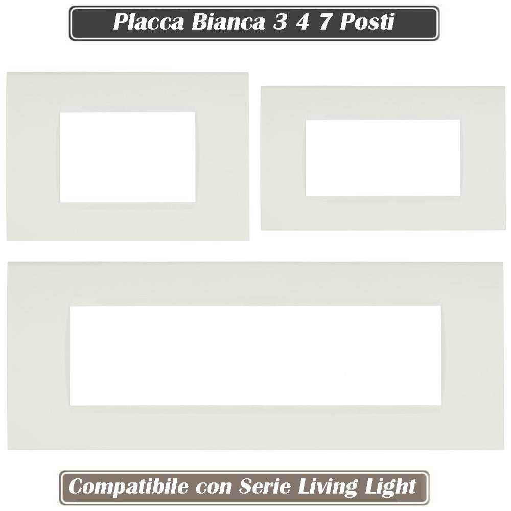 Placchetta a 3 4 7 posti bianca cassetta 503 compatibile con living light supporto cover