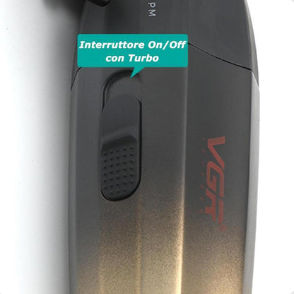 Rasoio tagliacapelli VGR HAIR CLIPPER ricaricabile per barba capelli con 6 pettinini 2 velocità max 9000 RPM display 003