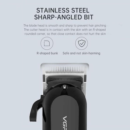 Rasoio tagliacapelli VGR HAIR CLIPPER ricaricabile per barba capelli con 6 pettinini leva conica display 118