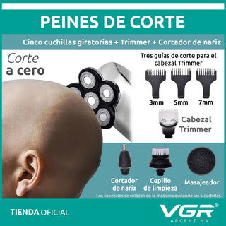 Rasoio VGR MEN’S GROOMING 5IN1 testina intercambiabile IPX6 320