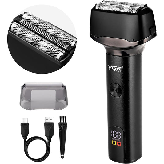 Rasoio VGR TRIMMER elettrico a batteria ricaricabile per barba tagliabarba basette rasoio con display waterproof USB 371