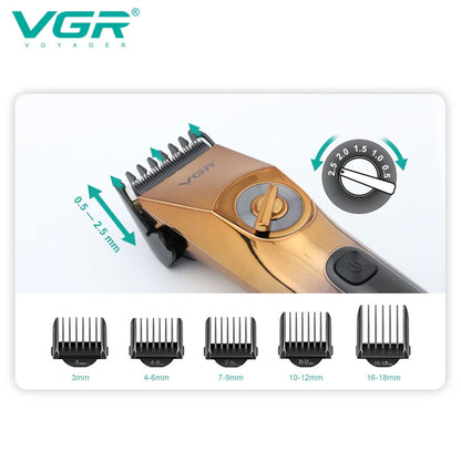 Rasoio VGR HAIR CLIPPER ricaricabile con 5 pettinini taglia capelli barba con display impermeabile 663