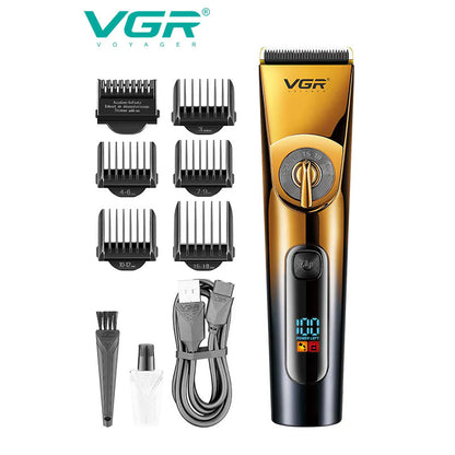 Rasoio VGR HAIR CLIPPER ricaricabile con 5 pettinini taglia capelli barba con display impermeabile 663