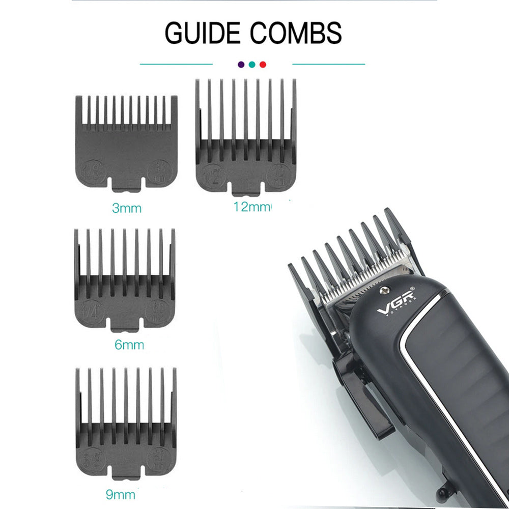 Rasoio tagliacapelli VGR HAIR CLIPPER 4 pettinini per barba capelli taglia capelli ricaricabile con leva conica