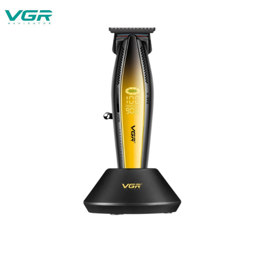 Rasoio tagliacapelli VGR HAIR TRIMMER  ricaricabile portatile per barba capelli basette corpo con 3 pettinini alta velocità 9000 giri/min base di ricarica display 992