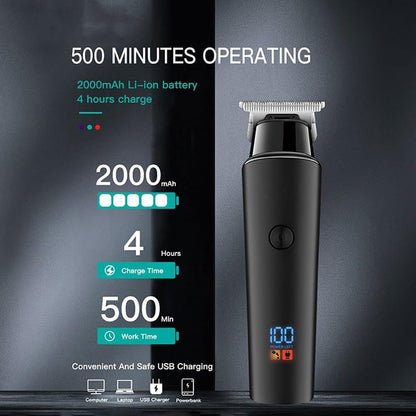 Rasoio VGR HAIR TRIMMER nero ricaricabile con 3 testine taglia capelli barba con display cavo usb accessori 937