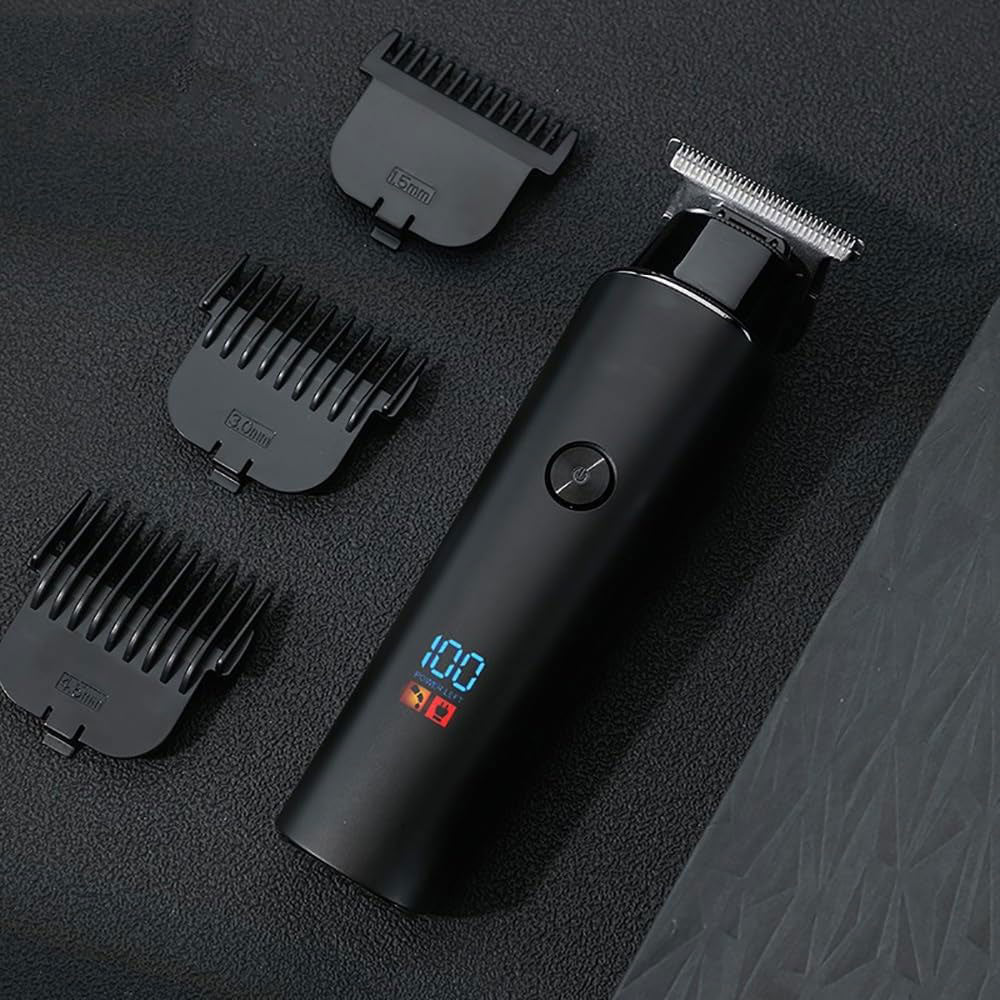 Rasoio VGR HAIR TRIMMER nero ricaricabile con 3 testine taglia capelli barba con display cavo usb accessori 937